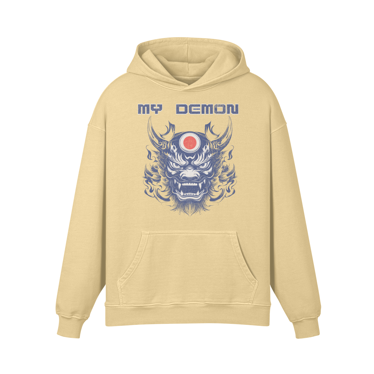 Oni Mask My Demon Japan Style Oversized Retro Hoodie, Vintage Oni Mask Hoodie "My Demon"