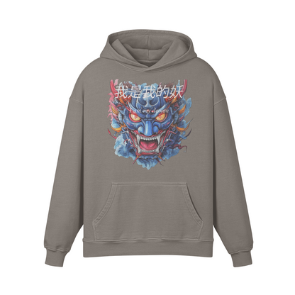 ONI Mask Japan Style Oversized Retro Hoodie, Vintage Oni Mask Hoodie