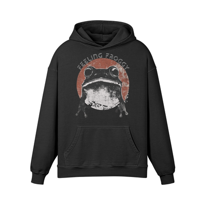 Frog Hoodie - Frog Feeling Froggy - Oversized Retro Hoodie