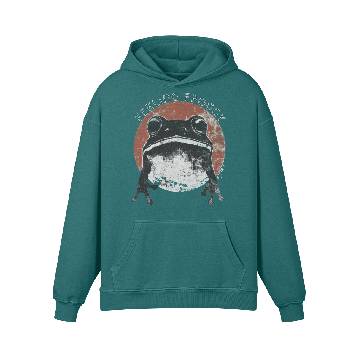 Frog Hoodie - Frog Feeling Froggy - Oversized Retro Hoodie