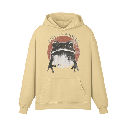 Frog Hoodie - Frog Feeling Froggy - Oversized Retro Hoodie