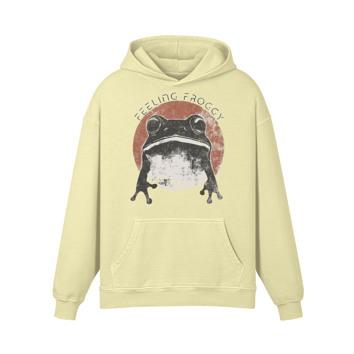 Frog Hoodie - Frog Feeling Froggy - Oversized Retro Hoodie