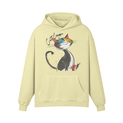 Cat Hoodie - Cat Lover Retro Hoodie - Oversized Retro Hoodie, Vintage Cat Lover Hoodie