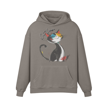 Cat Hoodie - Cat Lover Retro Hoodie - Oversized Retro Hoodie, Vintage Cat Lover Hoodie