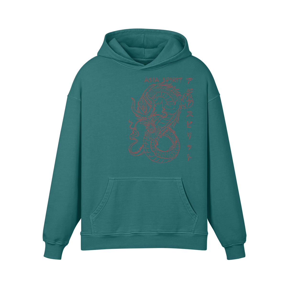 Premium Hoodie washed out look "Japan Dragon" print - ASIA-Shirts