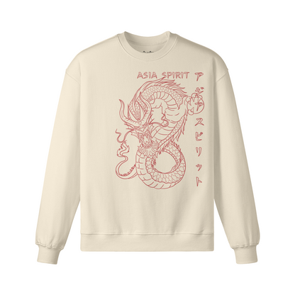 Asia Spirit Sweatshirt Dragon Japan Design Retro Unisex Heavyweight Oversized Sweatshirt