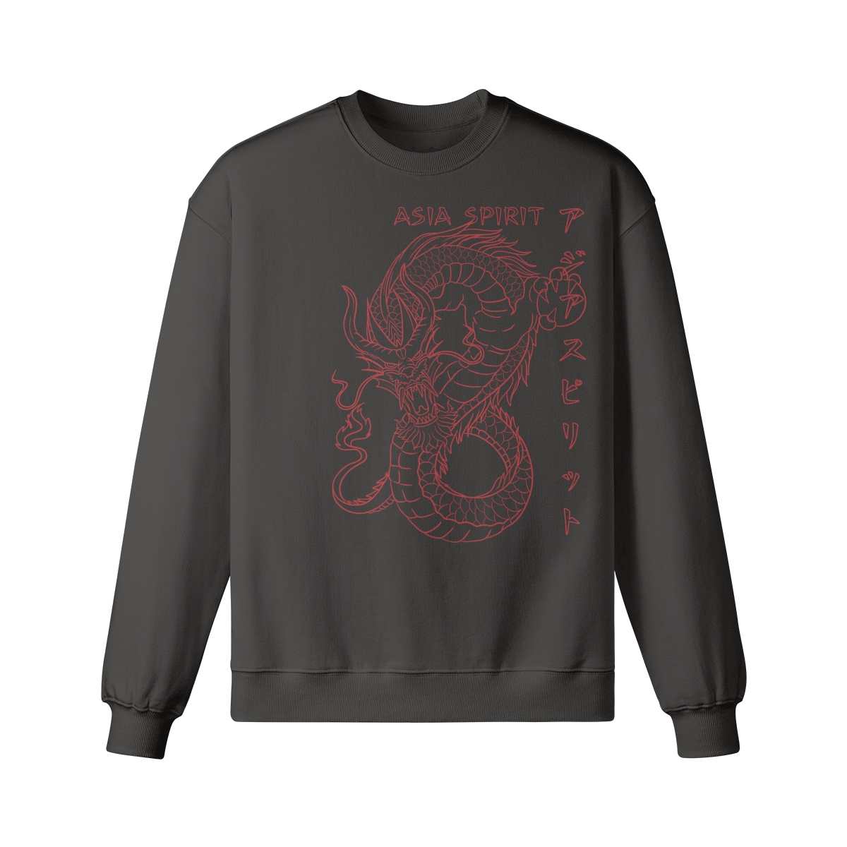 Asia Spirit Sweatshirt Dragon Japan Design Retro Unisex Heavyweight Oversized Sweatshirt