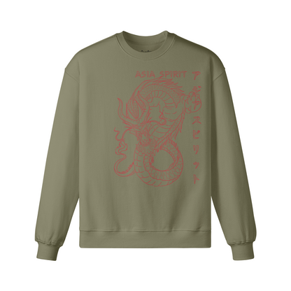 Asia Spirit Sweatshirt Dragon Japan Design Retro Unisex Heavyweight Oversized Sweatshirt