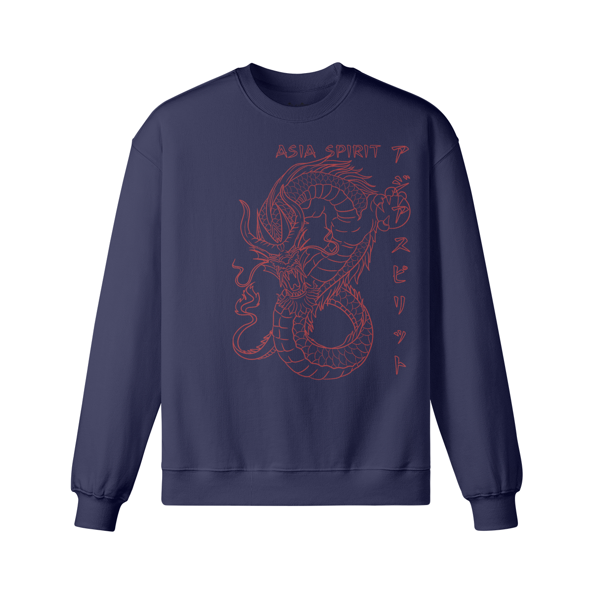 Asia Spirit Sweatshirt Drache Japan Design Retro Unisex Heavyweight Oversized Sweatshirt