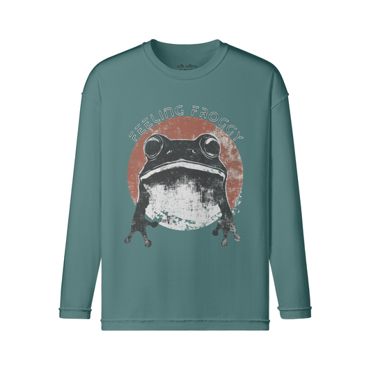 Frog print "Feeling Froggy" long sleeve vintage print shirt