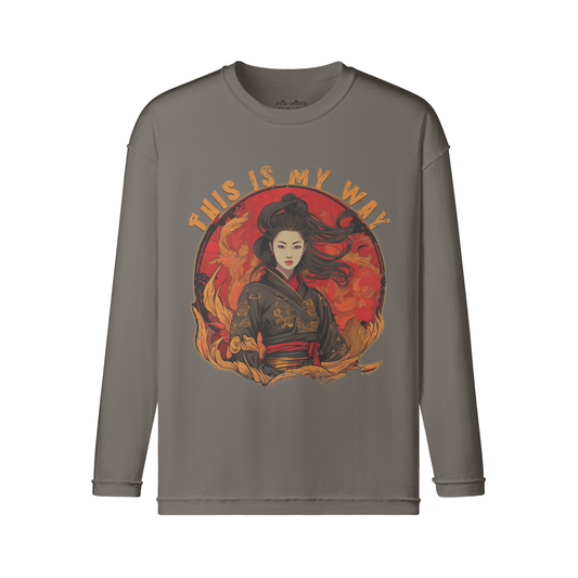 Geisha long sleeve vintage print shirt "This is my Way"