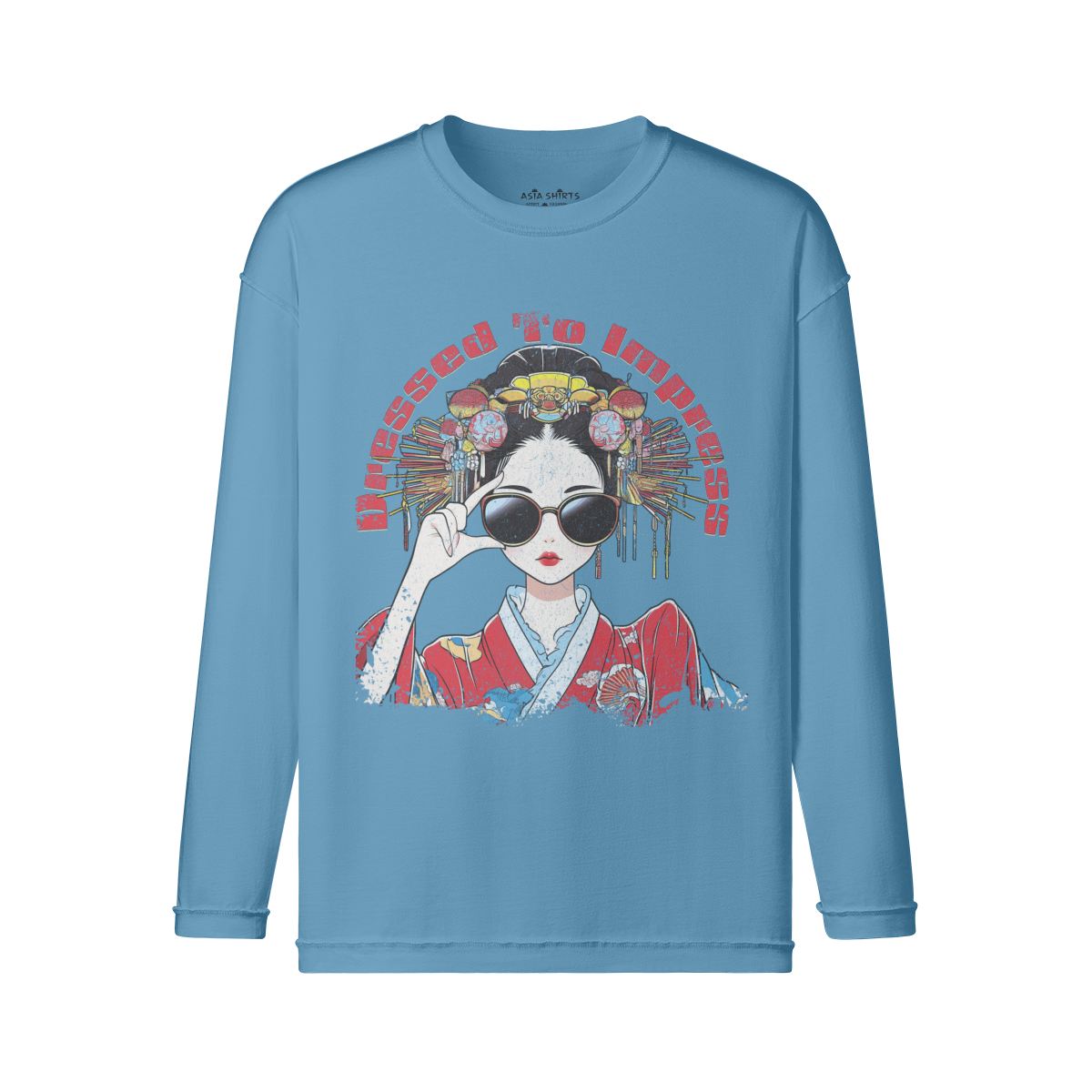 Geisha Langarm Vintage print Shirt "Dress to impress" - ASIA-Shirts