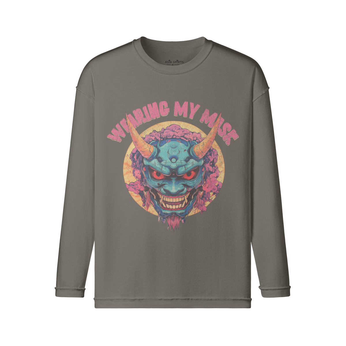 Oni Mask long sleeve vintage print shirt "Wearing my Mask"