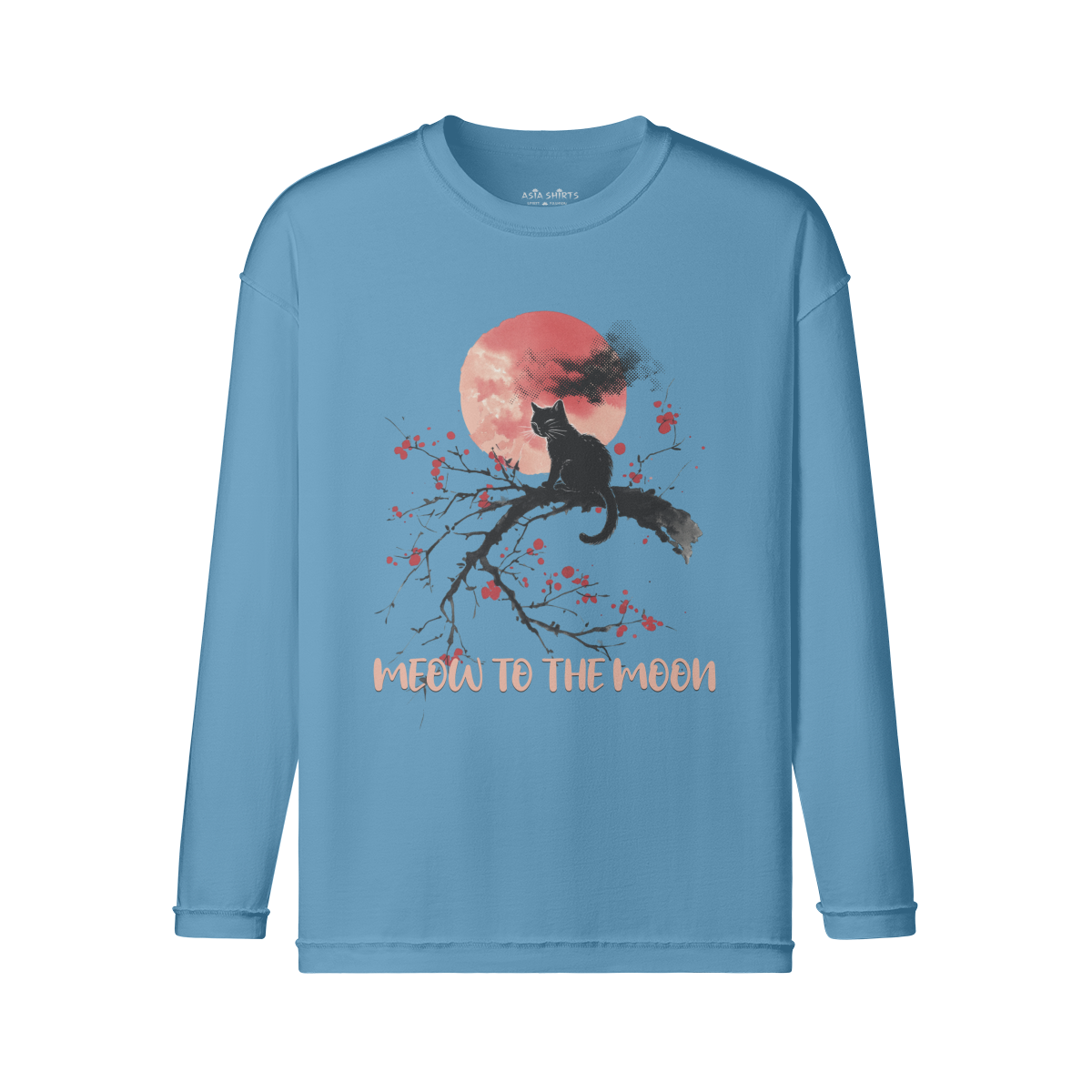 Cat long sleeve vintage print shirt "Meow to the Moon"