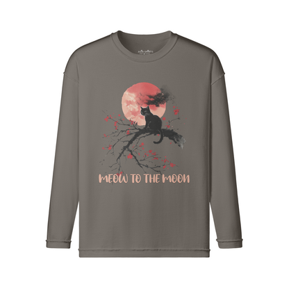 Cat long sleeve vintage print shirt "Meow to the Moon"