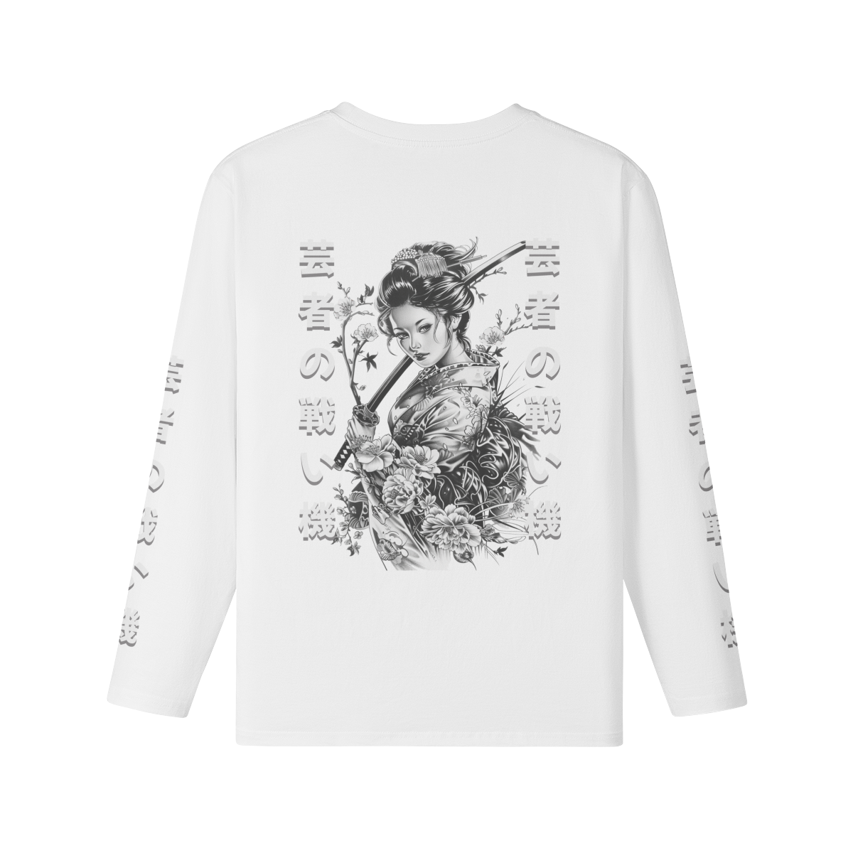 Geisha Sword Japan print Kunst Langarm Shirt - ASIA-Shirts