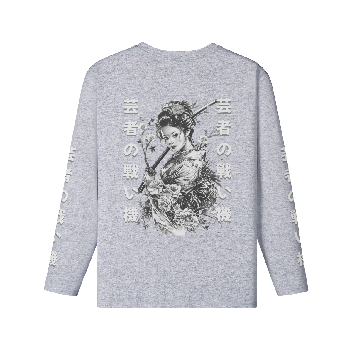 Geisha Sword Japan print Kunst Langarm Shirt - ASIA-Shirts