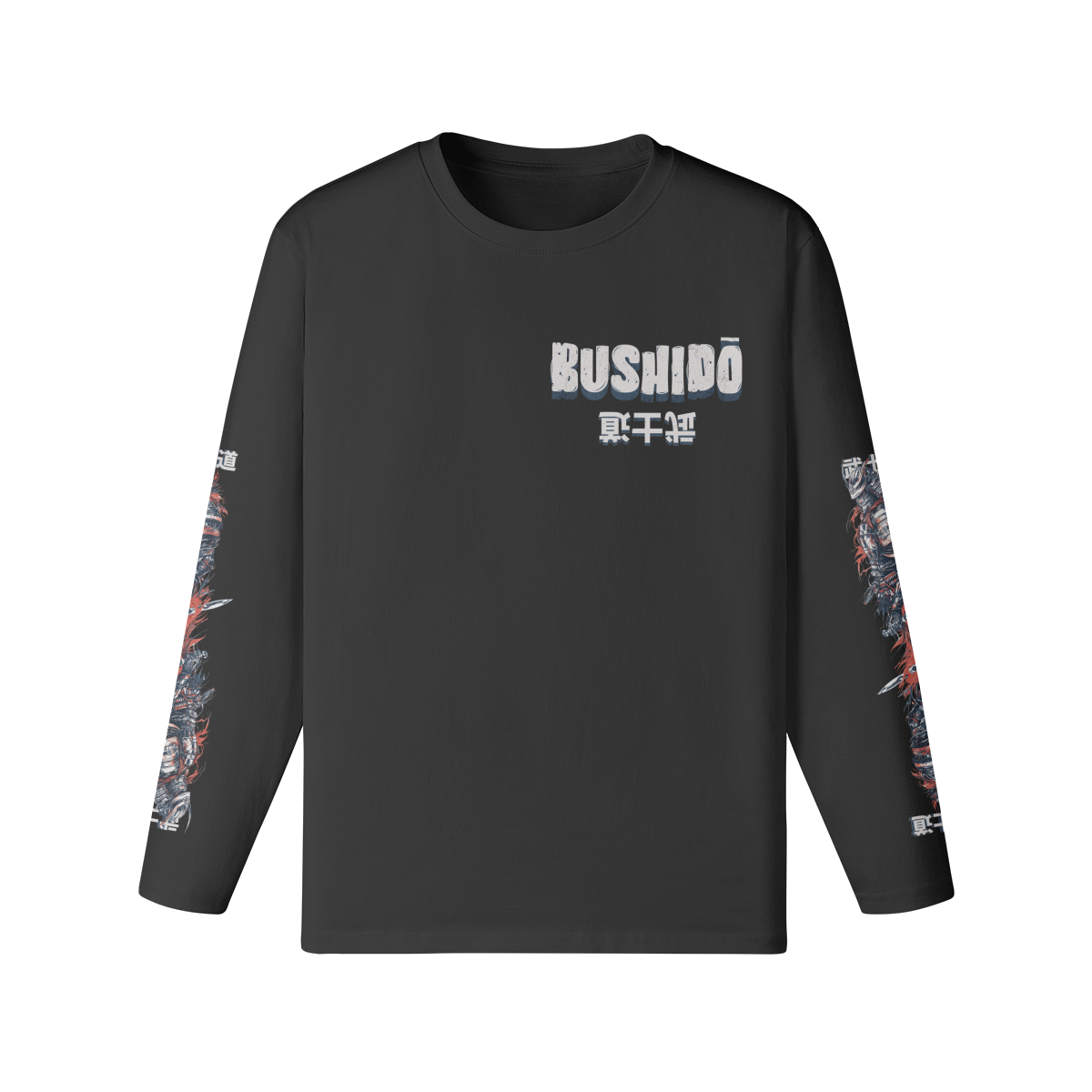 Samurai Bushido Japan Art Streetwear Long Sleeve Shirt, Long Sleeve Print Shirt