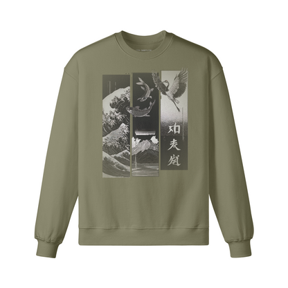 Dark Edition „Koi & Kranich“ – Oversized Sweatshirt – Lilac – Japan Art – Ansicht 6