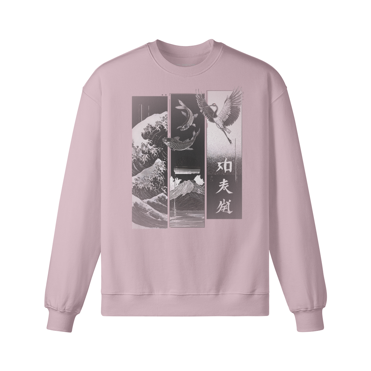 Dark Edition „Koi & Kranich“ – Oversized Sweatshirt – Charcoal Gray – Japan Art – Ansicht 7