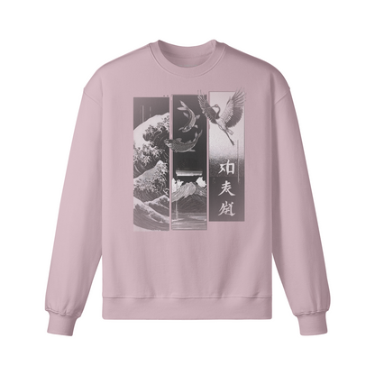 Dark Edition „Koi & Kranich“ – Oversized Sweatshirt – Charcoal Gray – Japan Art – Ansicht 7